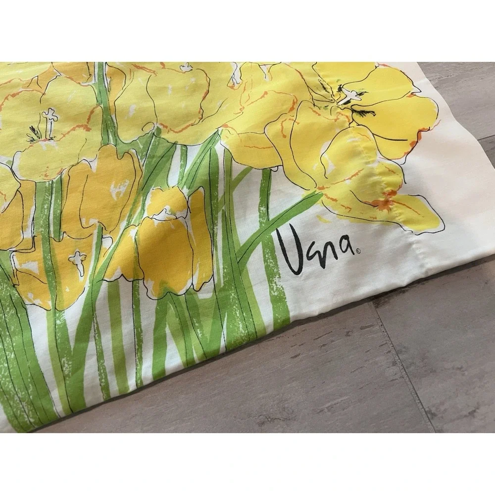 VERA NEUMANN Yellow Floral Tulip Print VTG Pillowcase By Burlington-Made In USA-